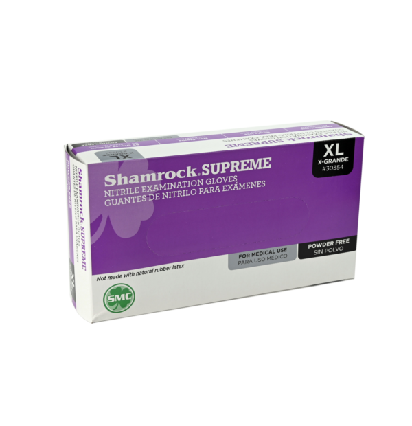 Shamrock Supreme Powder Free Nitrile Examination Gloves, Extra Large, 100/Box